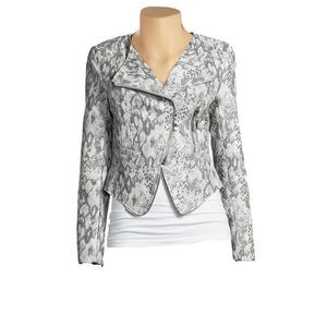 Lusso Leather womans grey snake print leather jacket size M